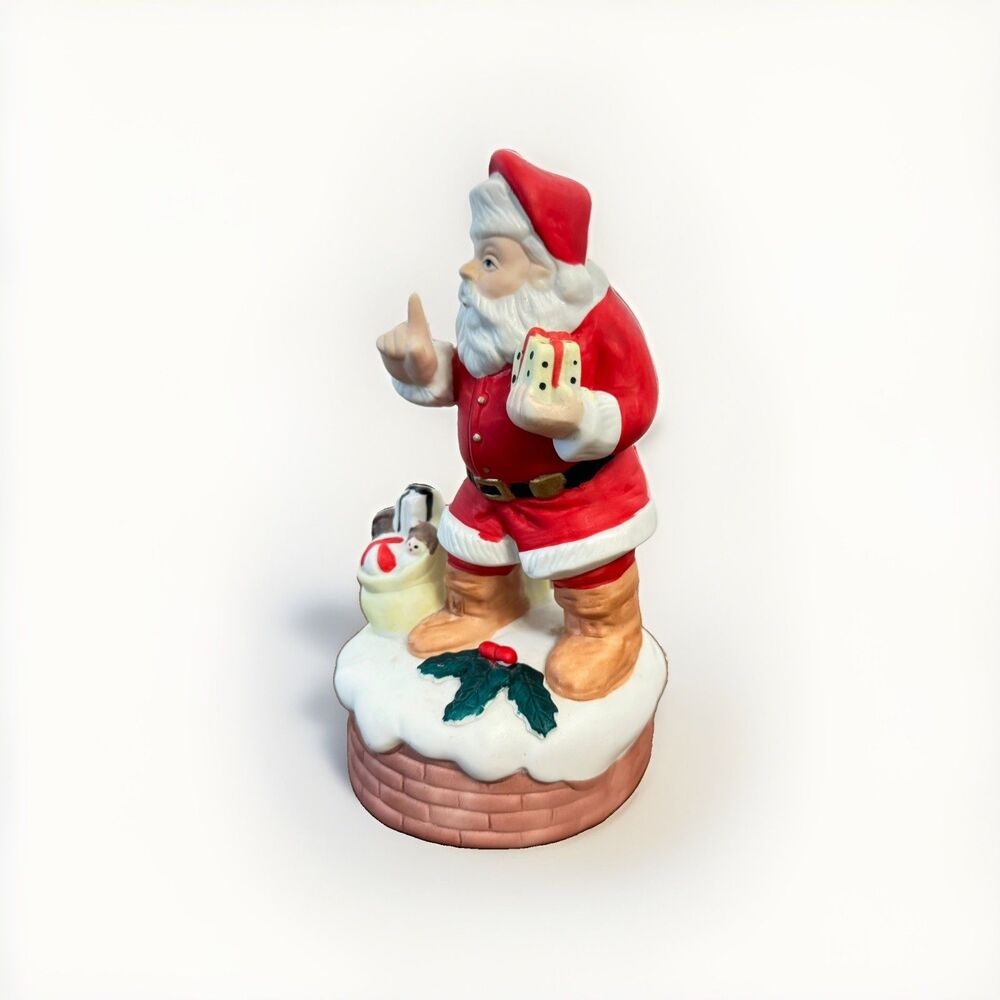 Vintage Musical Porcelain Santa Claus made by Mann 1982 Here Comes Santa Claus - Picture 3 of 11